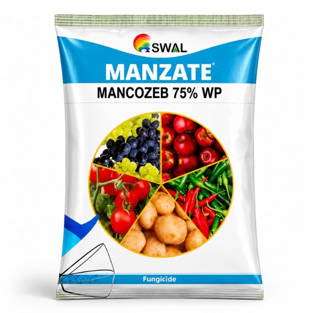 Swal Manzate Mancozeb 75% WP contact fungicide for rust blight downy mildew blast and leaf spot control in multiple crops.