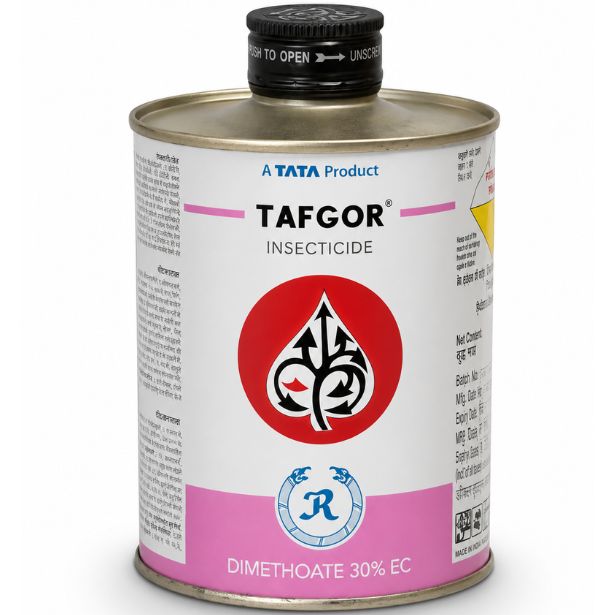 TATA Rallis Tafgor Dimethoate 30% EC insecticide for sucking and caterpillar pest control in maize mustard onion mango and potato.