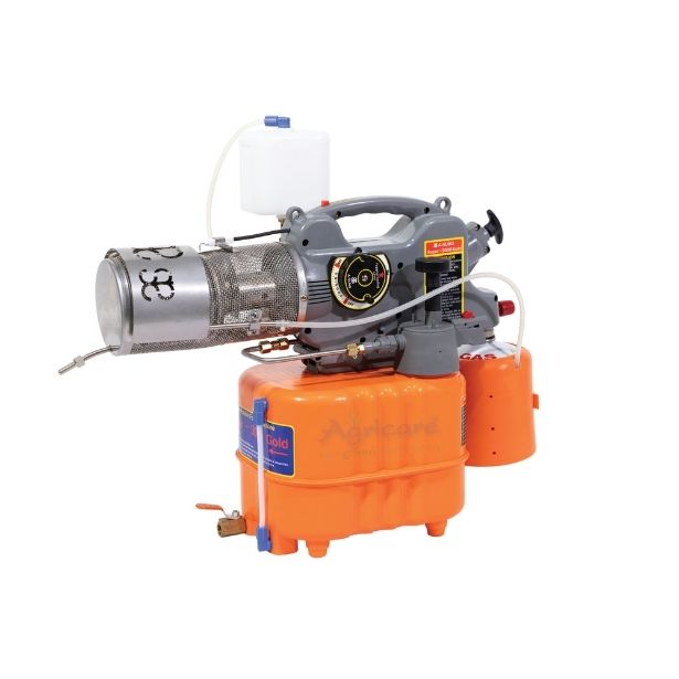 Thermal fogging machine with chemical tank and gas canister