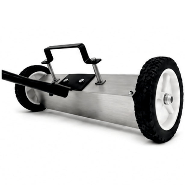 Wide magnetic sweeping head of the GPMS 18 Light Duty Magnetic Sweeper for efficient ferrous metal debris collection.