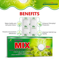 Nutri Tabble MIX effervescent tablet micronutrients benefits for healthy green leaves chlorophyll production crop quality and micronutrient nutrition.