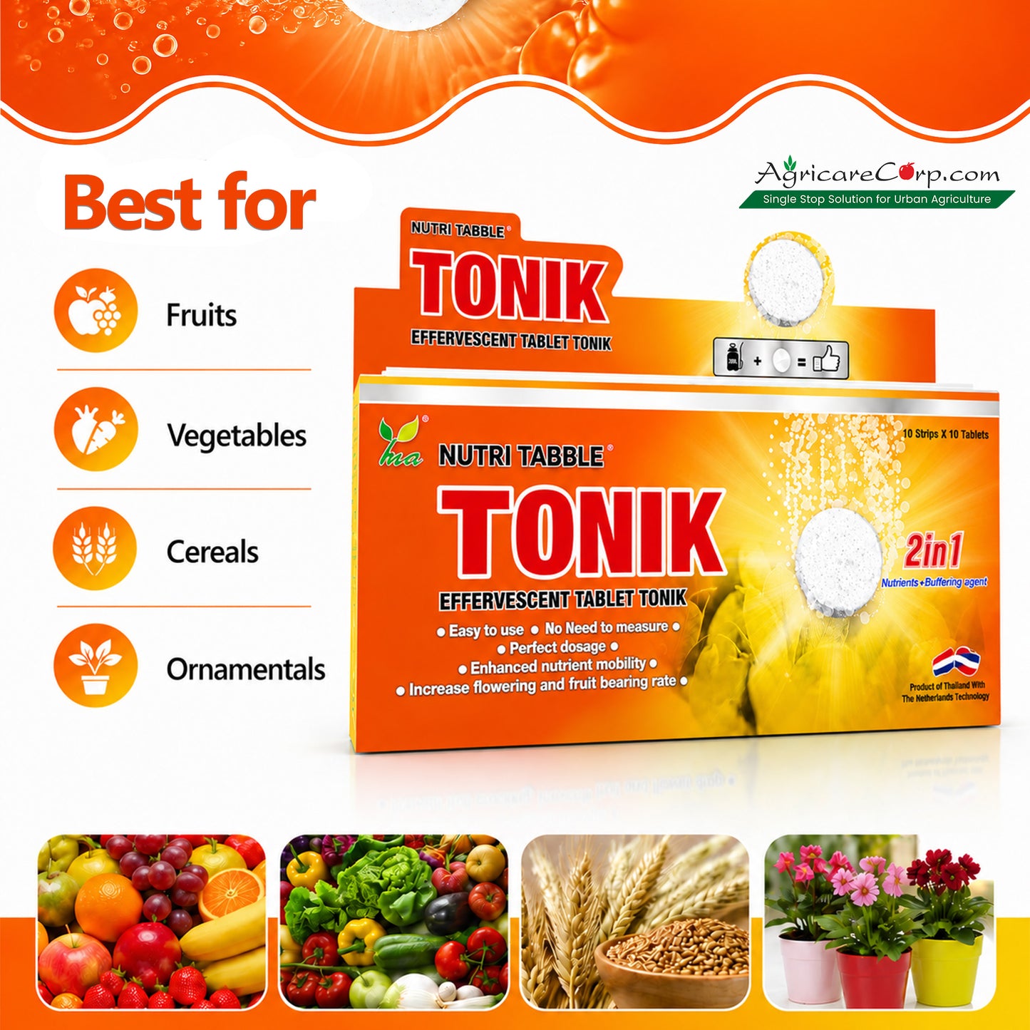 Nutri Tabble TONIK effervescent fertilizer tablets suitable for fruits, vegetables, cereals and ornamental plants