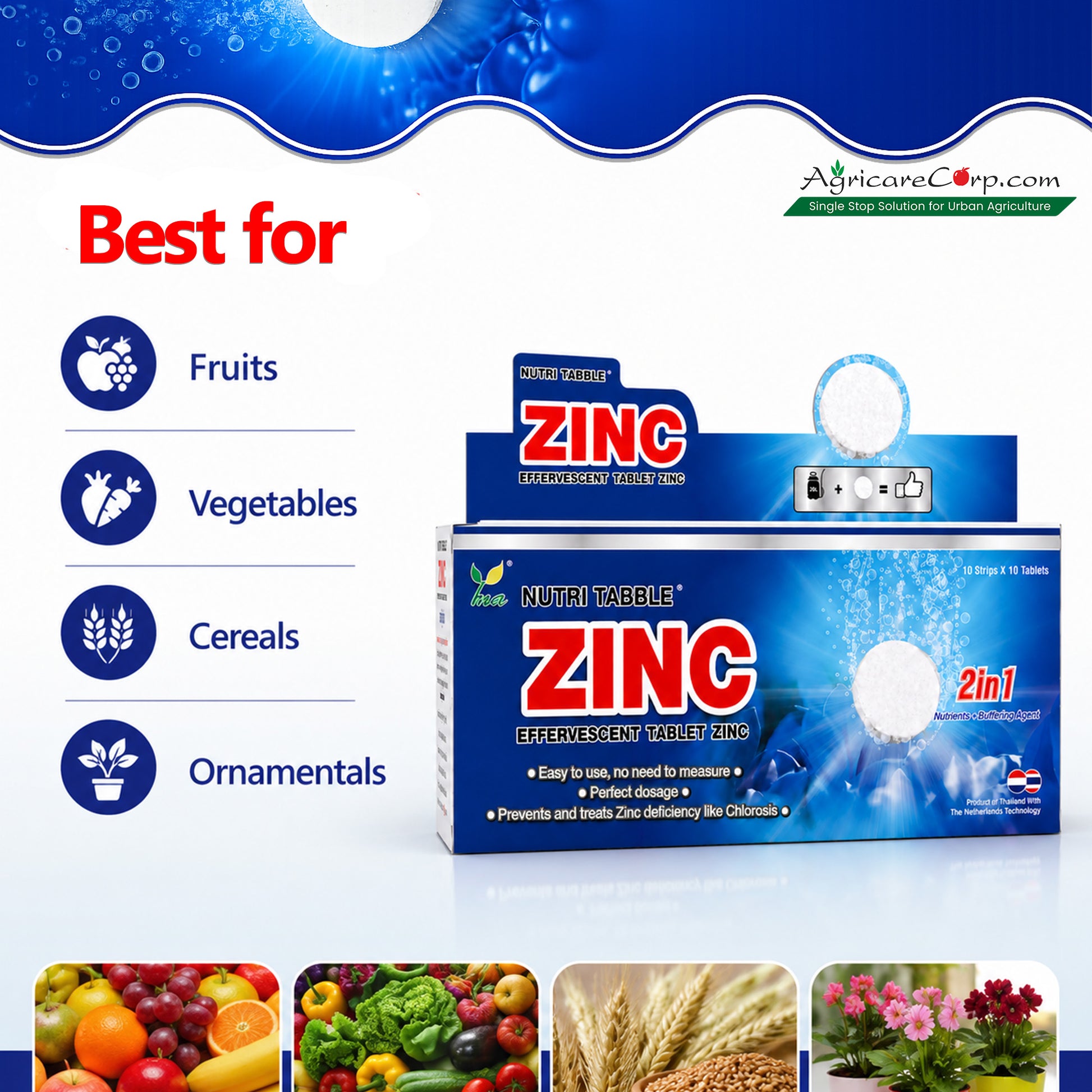Agricare Nutri Tabble Zinc suitable for fruits vegetables cereals and ornamental crop