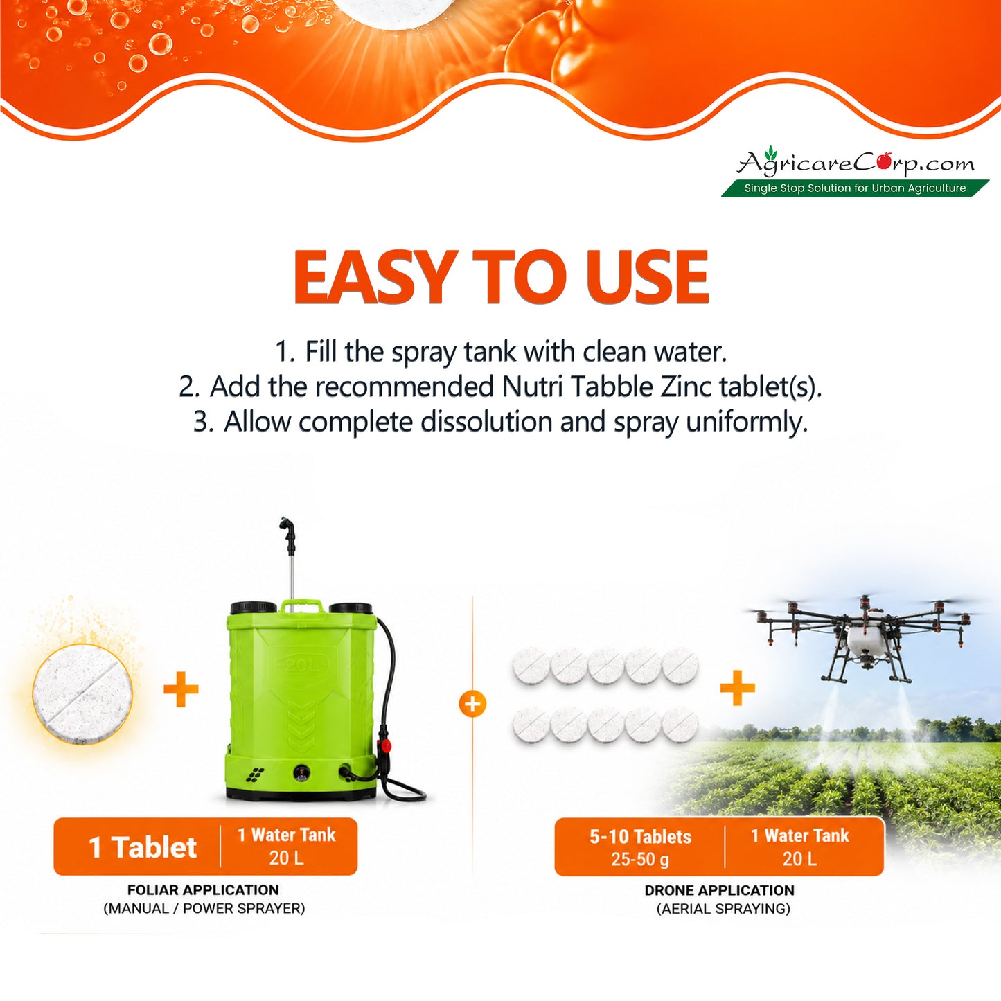 Nutri Tabble TONIK effervescent fertilizer tablets suitable for fruits, vegetables, cereals and ornamental plants