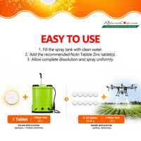 Nutri Tabble CAB Effervescent Calcium Boron tablets suitable for fruits vegetables cereals and ornamental plants.