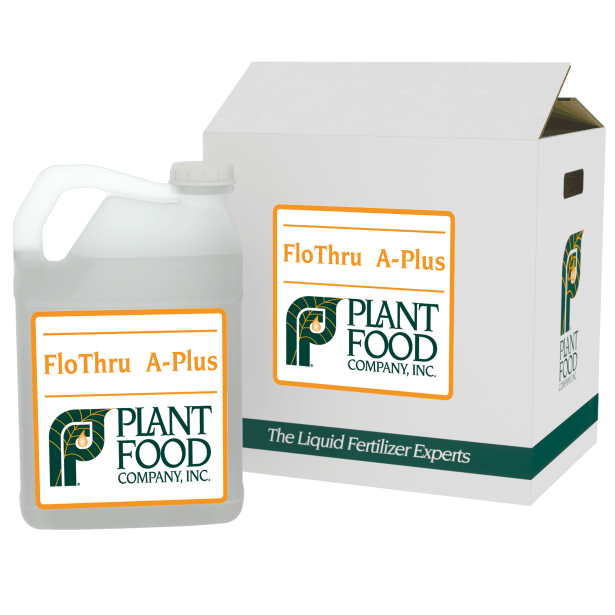 FloThru A-Plus acid-based penetrant and bicarbonate reducer for uniform water movement and localized dry spot control.