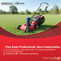 Greenman P-18E electric lawn mower delivering clean and consistent grass cutting on large lawns