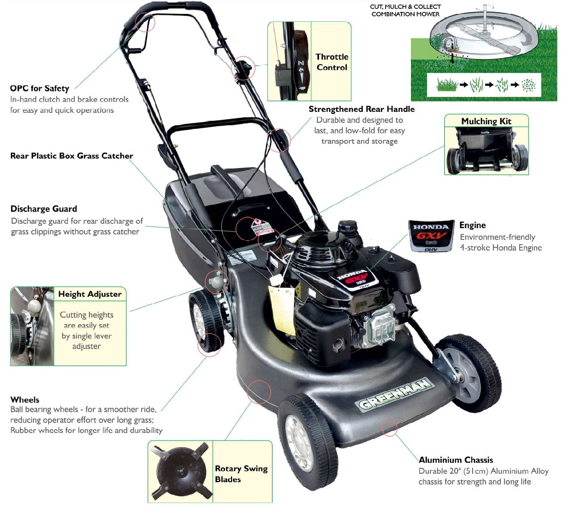GREENMAN SA20-4 aluminium body lawn mower