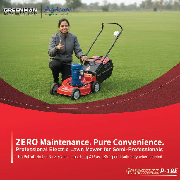 Greenman P-18E lawn mower ergonomic handle design for comfortable and fatigue-free operation