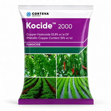 Kocide 2000 copper-based broad-spectrum fungicide for fungal and bacterial disease control in vegetables fruit and field crops.