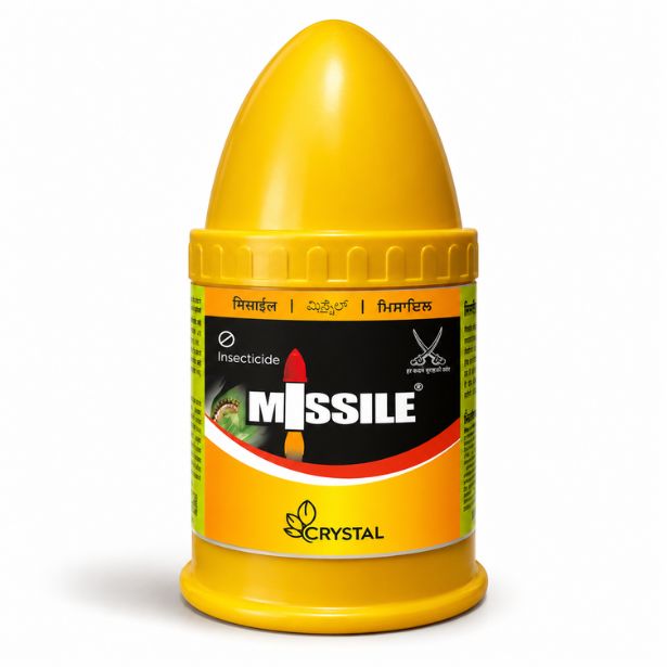 Missile Insecticide Emamectin Benzoate 5% SG for caterpillar, bollworm, pod borer, thrips and mite control in multiple crops.