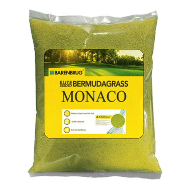 Monaco Elite Seeded Bermudagrass close-up showing 1 Lbs  Packet