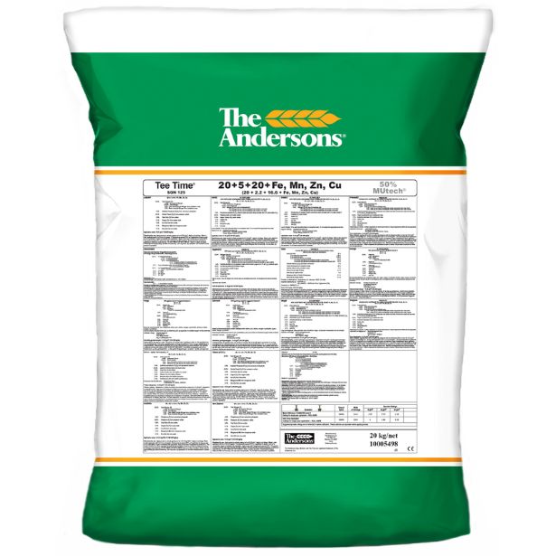 The Andersons 20+5+20 Turf Fertilizer with MUtech nitrogen for golf courses and sports fields