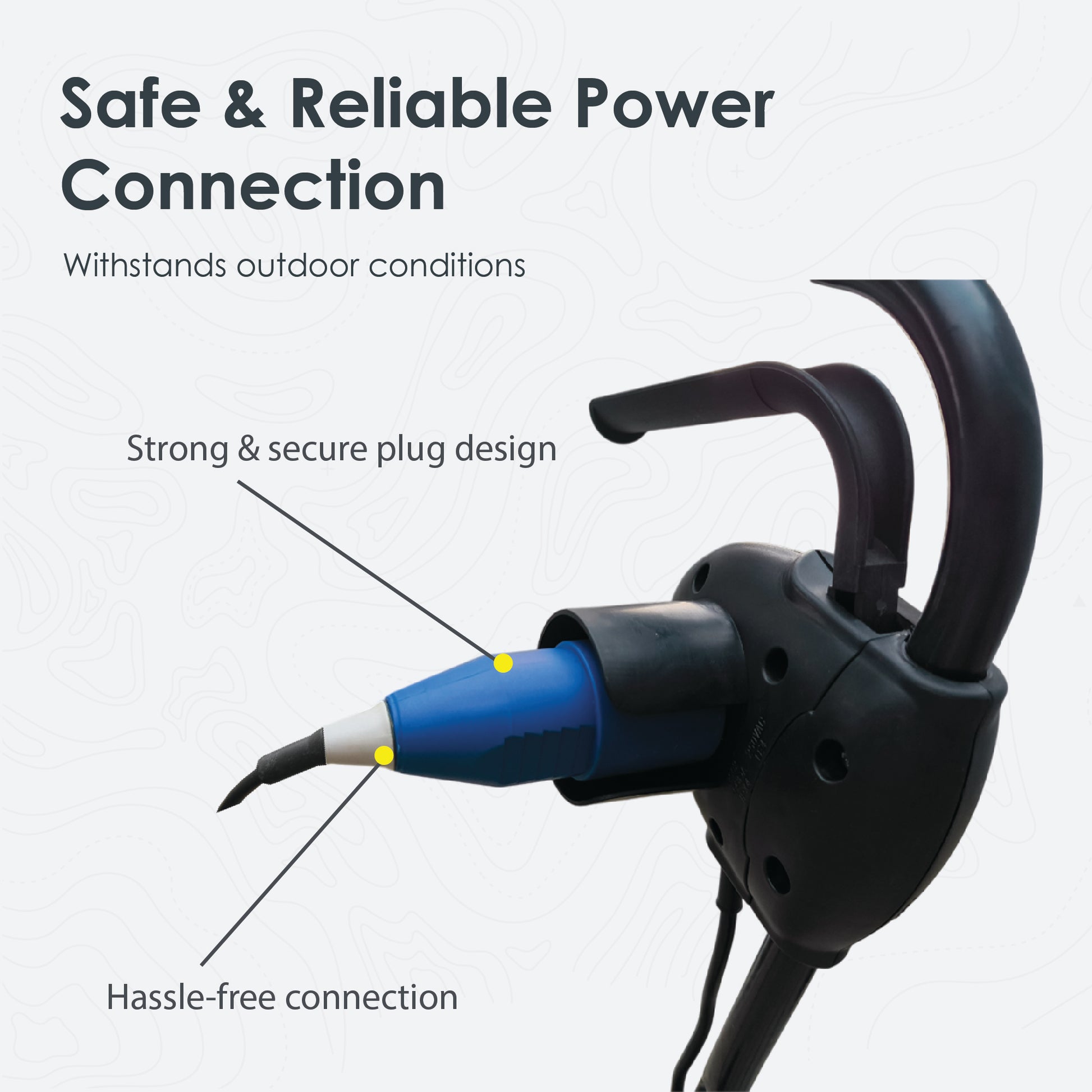 Lawn Star Minimo lawn mower secure outdoor-safe power plug design