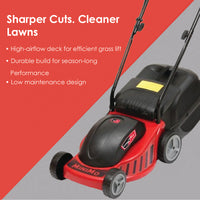 Lawn Star Minimo mower close-up showing high-airflow deck and durable cutting performance